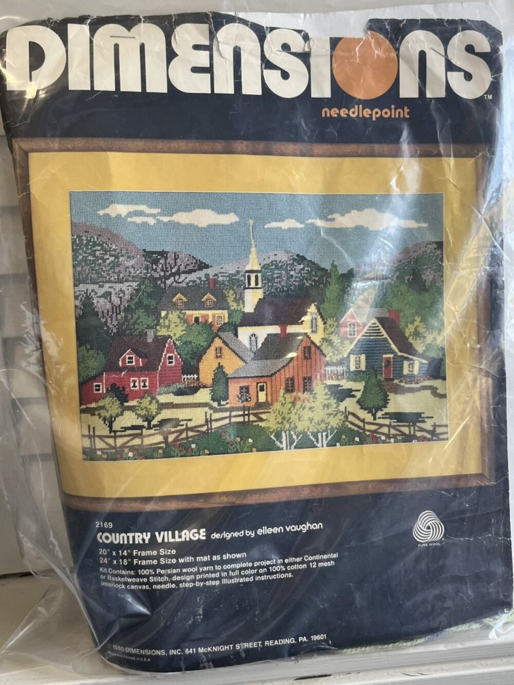 Vintage Dimensions Needlepoint Kit Country Village Houses 24x18 #2169 RARE open